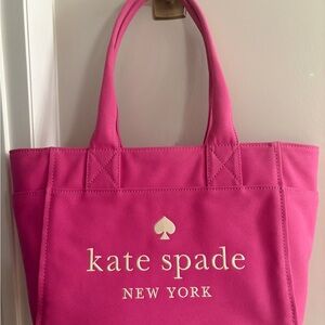 kate spade Hot Pink Canvas Tote with Gold Logo